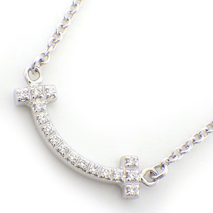 ティファニー Tiffany & Co. ネックレス Tスマイル ミニマイクロ 62617799 ダイヤモンド 計0.03ct K18WG 【中古】