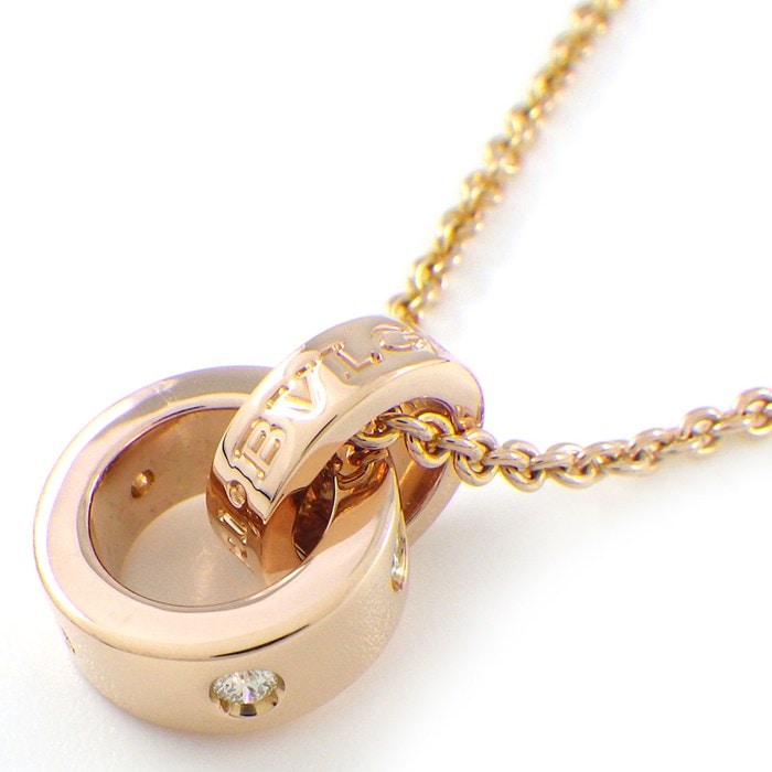 ブルガリ BVLGARI ネックレス ブルガリブルガリ ローマンソルベ 5ポイント ダイヤモンド K18PG 【中古】