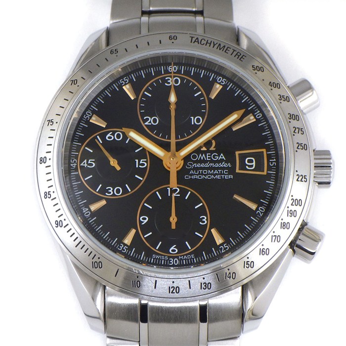 オメガ OMEGA 腕時計 スピードマスター デイト 3211.50 日本限定2000本 クロノグラフ タキメーター スモールセコンド ブラック文字盤 SS 自動巻き 【箱・保付き】 【中古】