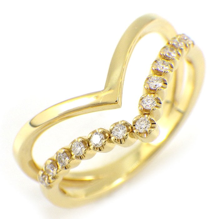 アーカー AHKAH リング ビリーブヴィスタ AK1622010200 Vシェイプ ダイヤモンド 計0.07ct K18YG 9号 【中古】