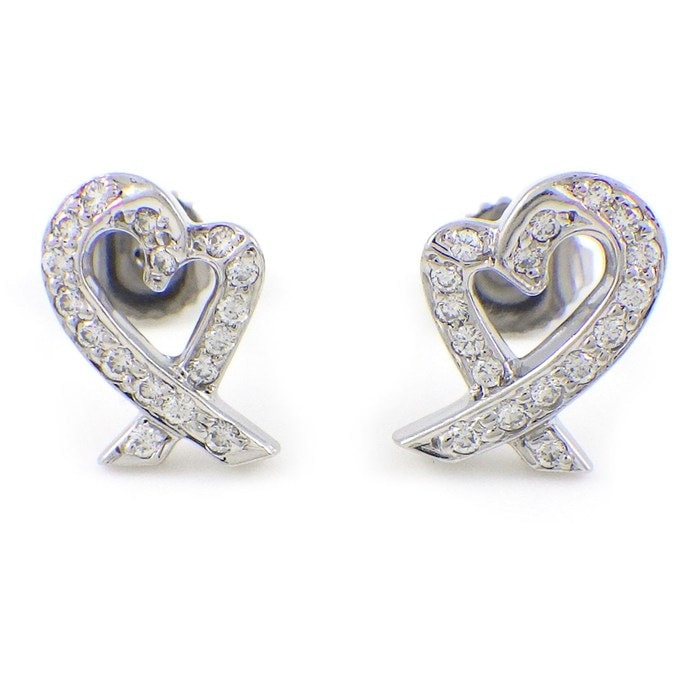 ティファニー Tiffany & Co. ピアス ラヴィング ラビング ハート ダイヤモンド PT950 【中古】
