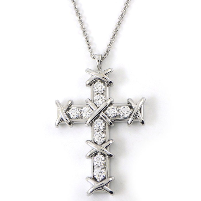 ティファニー Tiffany & Co. ネックレス ジャン シュランバージェ 10ストーン クロス ダイヤモンド PT950 【中古】