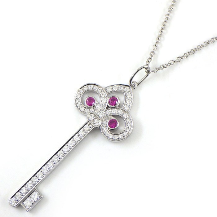 ティファニー Tiffany & Co. ネックレス フルールドリス キー 3ポイント ルビー ダイヤモンド PT950 【中古】