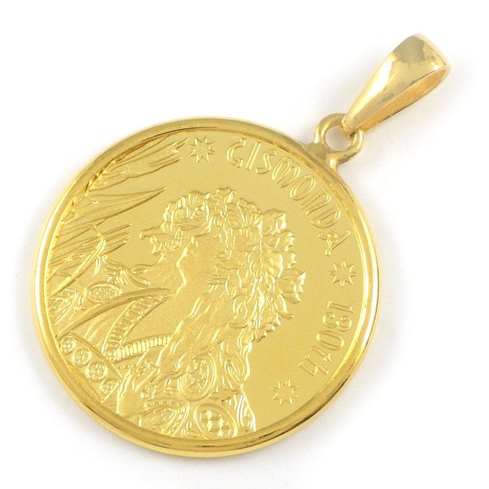 ペンダントトップ アルフォンス・ミュシャ メダル ジスモンダ 椿姫 1/10oz 制作130周年 2450枚限定 Au999