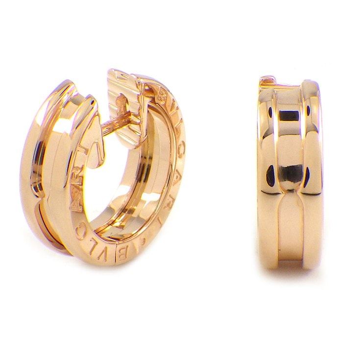 ブルガリ BVLGARI ピアス B-zero1 ビーゼロワン フープ ロゴ K18PG 【中古】