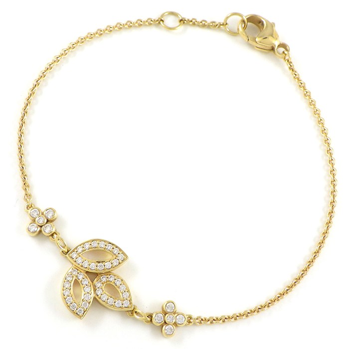 ハリーウィンストン HARRY WINSTON ブレスレット リリークラスター ミニ BRDYSM1MLC リーフ フラワー 47ポイント ダイヤモンド 計0.31ct K18YG 【中古】