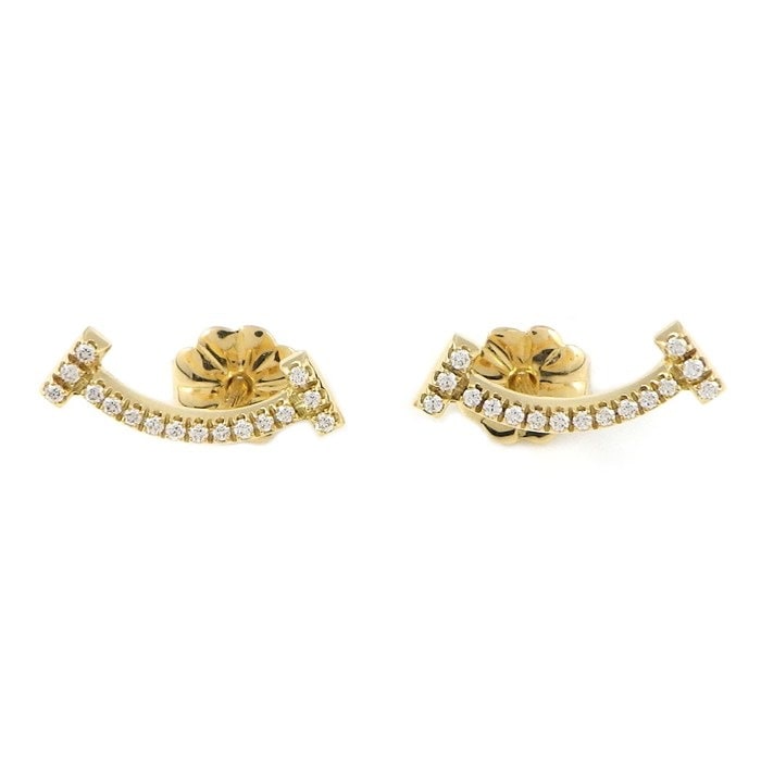 ティファニー Tiffany & Co. ピアス Tスマイル ミニマイクロ 60150743 ダイヤモンド 計0.06ct K18YG 【中古】