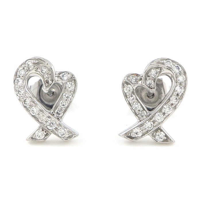 ティファニー Tiffany & Co. ピアス ラヴィング ラビング ハート ダイヤモンド PT950 【中古】