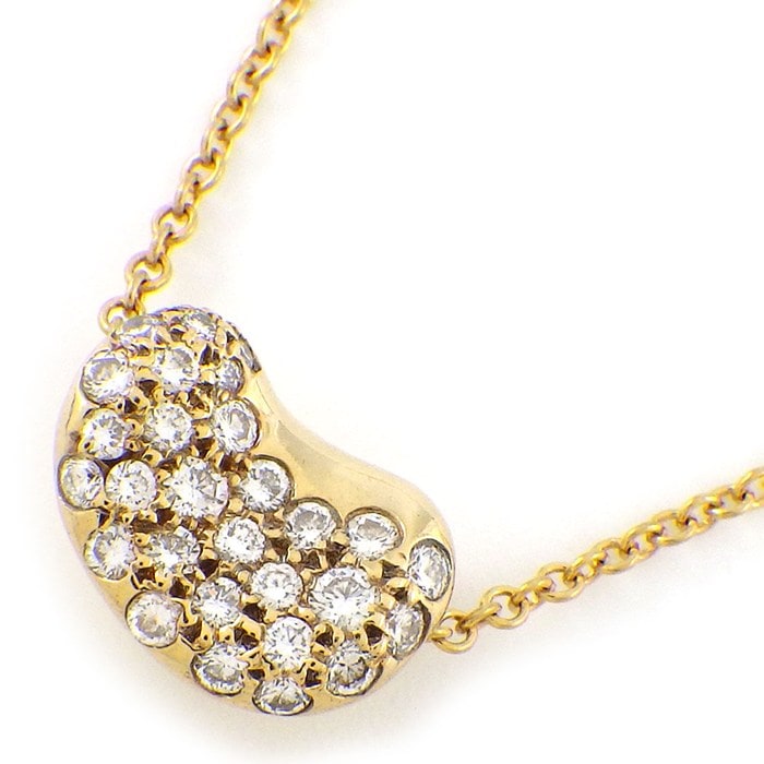 ティファニー Tiffany & Co. ネックレス ビーン デザイン ビーンズ パヴェ ダイヤモンド K18YG 【中古】