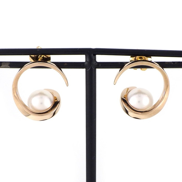 タサキ 田崎真珠 TASAKI ピアス オーロラ E-4166-18KSG アコヤ真珠 8.0mm珠 サクラゴールド K18SG K18YG 【中古】