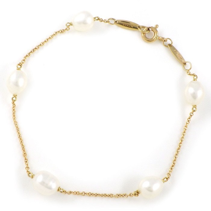 ティファニー Tiffany & Co. ブレスレット バイザヤード 5ポイント パール 6-7mm珠 K18YG 【中古】