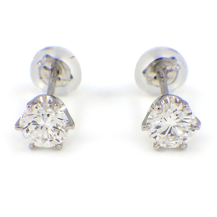 【ダイヤモンド】 ピアス ソリテール ソリティア スタッド ラウンド ダイヤモンド 0.256ct(F/VS1/VG) / 0.269ct(F/VS1/VG) PT900
