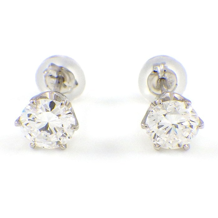 【ダイヤモンド】 ピアス ソリテール ソリティア スタッド ラウンド ダイヤモンド 0.405ct(D/VS1/GD) / 0.414ct(E/VS1/GD) PT900