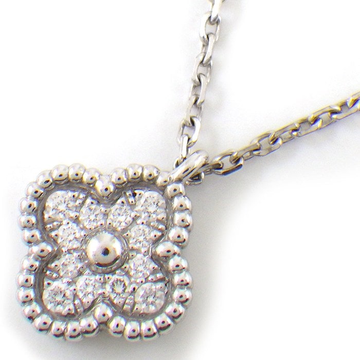 ヴァンクリーフ＆アーペル Van Cleef & Arpels ネックレス スウィートアルハンブラ VCARO85900 パヴェ 12ポイント ダイヤモンド 計0.08ct K18WG 【中古】