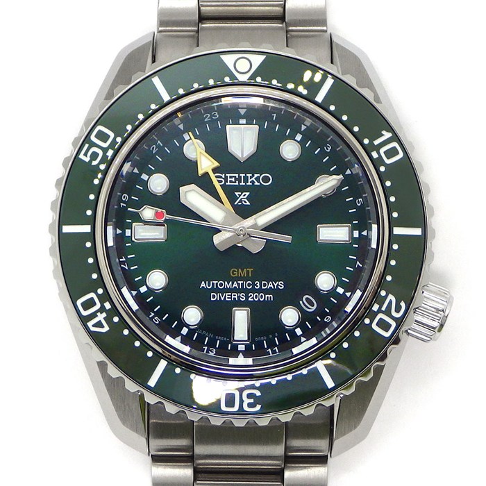 セイコー SEIKO 腕時計 プロスペックス ダイバー スキューバ SBEJ009/6R54-00D0 ダイバーズ 1968 ヘリテージ GMT デイト 夜光インデックス 夜光針 サンレイ グリーン文字盤 SS セラミック 自動巻き 【中古】