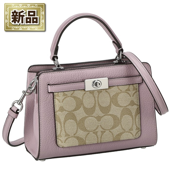【新品】コーチ COACH ハンドバッグ/ショルダーバッグ シグネチャー CC977 SVV7O 2022AW ピンク レザー カーキ シグネチャーキャンバス