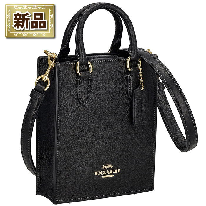 【新品】コーチ COACH ハンドバッグ/ショルダーバッグ ノースサウス ミニ トート CJ500 IMBLK 2024AW ブラック リファインド ぺブルレザー