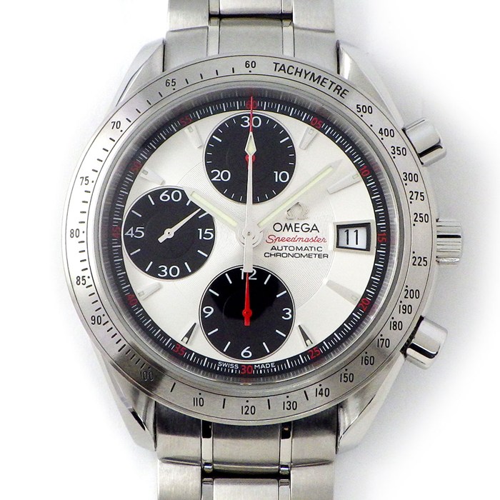 オメガ OMEGA 腕時計 スピードマスター 3211.31 ホワイト文字盤 デイト クロノグラフ タキメーター スモールセコンド クロノメーター 夜光針・インデックス SS 自動巻き 【中古】