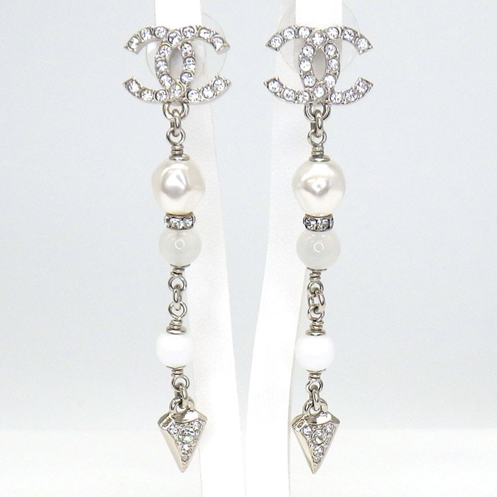 シャネル CHANEL ピアス ココマーク クルーズコレクション 2025年 ABFB027 イミテーションパール ラインストーン メタル 【中古】