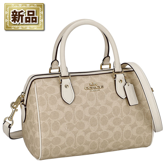 【新品】コーチ COACH ハンドバッグ/ショルダーバッグ ローアン サッチェル CV961 IMXDM 2025 SS サンド シグネチャーキャンバス チョーク レザー
