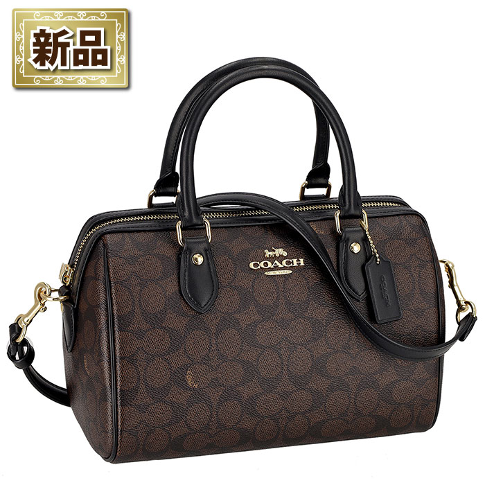 【新品】コーチ COACH ハンド/ショルダーバッグ ローアン サッチェル CV961 IMXAQ 2025 SS ウォルナット シグネチャーキャンバス ブラック レザー