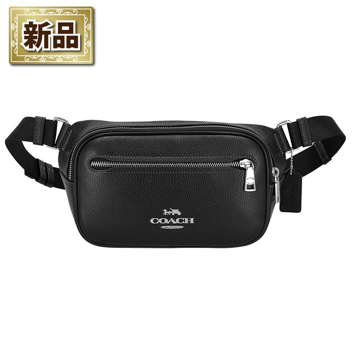 【新品】コーチ COACH ボディバッグ/ウエストポーチ エリアス ベルト バッグ CJ507 SVDTV 2025 SS ブラック ペブルレザー シルバー金具