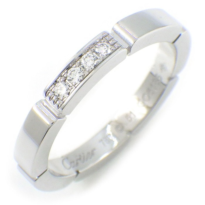 カルティエ Cartier リング マイヨンパンテール ウェディング バンド B4080451 4ポイント ダイヤモンド 計0.05ct K18WG 11号 / #51 【箱・保付き】 【中古】