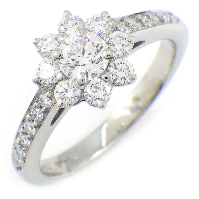 ティファニー Tiffany & Co. リング フローラ ハーフサークル ダイヤモンド PT950 9号 【中古】