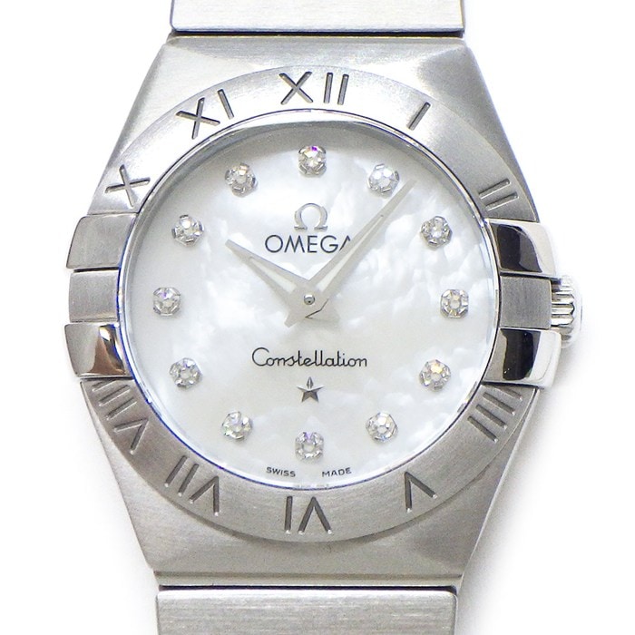 オメガ OMEGA 腕時計 コンステレーション 12.10.24.60.55.001 12ポイント ダイヤインデックス ホワイトシェル文字盤 SS クオーツアナログ 【中古】