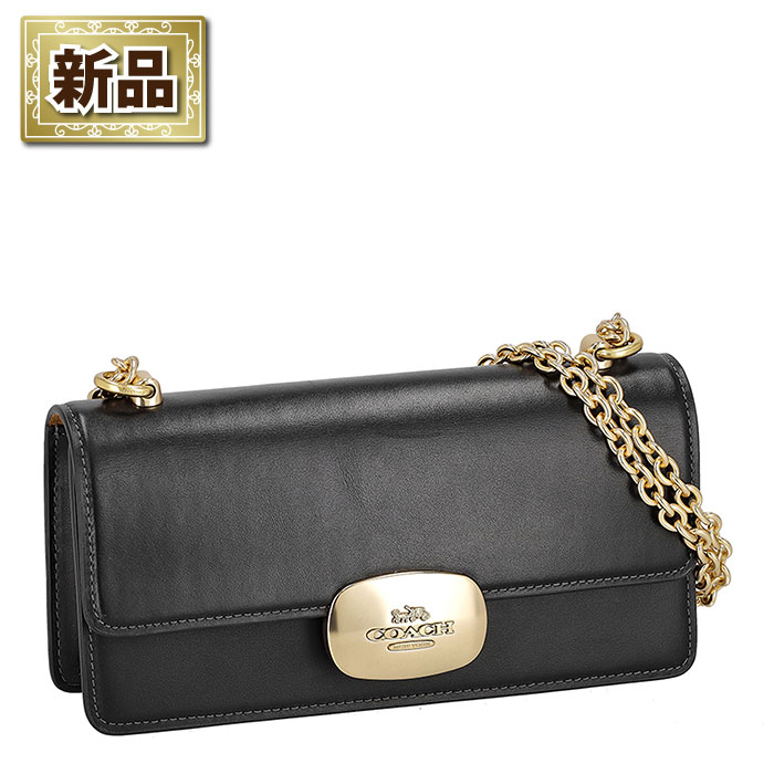 【新品】コーチ COACH ショルダーバッグ エライザ フラップ クロスボディ CP008 IMBLK 2025 SS ブラック カーフレザー ゴールドチェーン