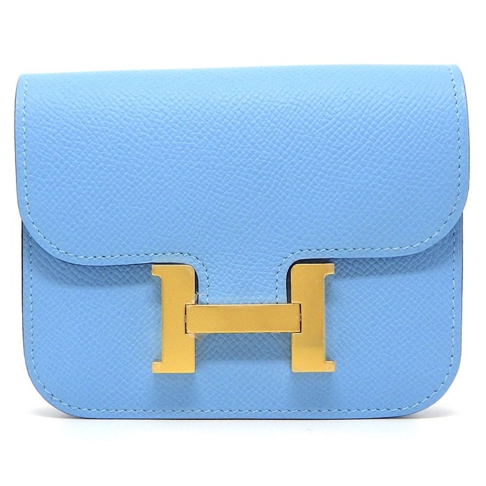 エルメス HERMES レディース財布 コンスタンススリム B刻印 2023年 セレスト エプソン ゴールド金具 【中古】