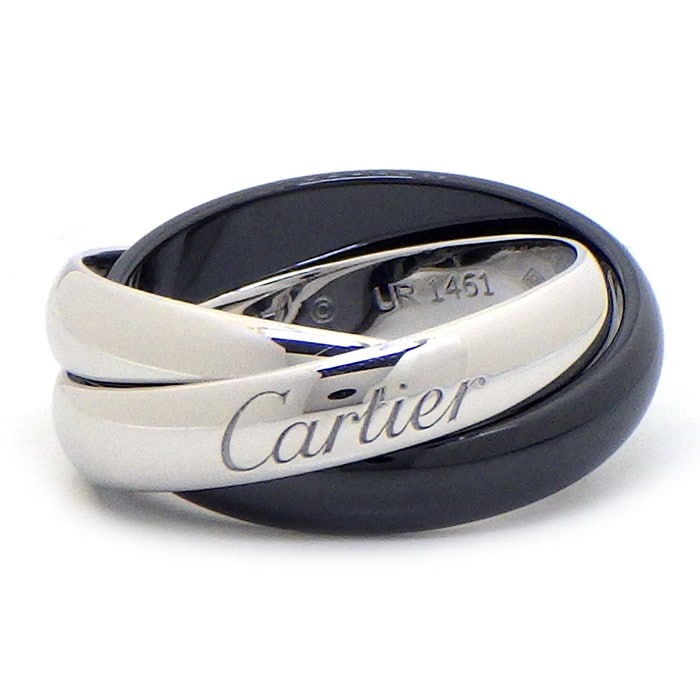 カルティエ Cartier リング トリニティ B4094747 K18WG ブラック セラミック 7.5号 / #47 【箱・保付き】 【中古】