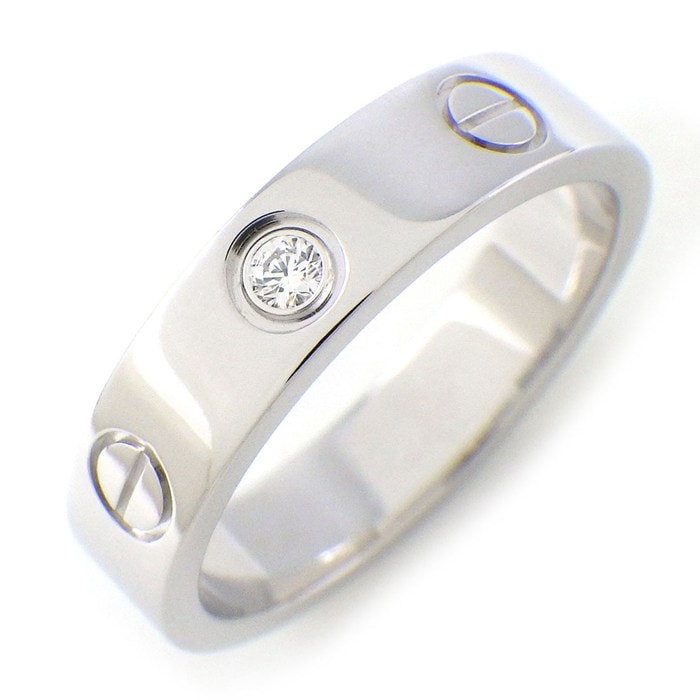 カルティエ Cartier リング ラブ スモールモデル SM B4050548 1ポイント ダイヤモンド 0.02ct K18WG 8号 / #48 【中古】