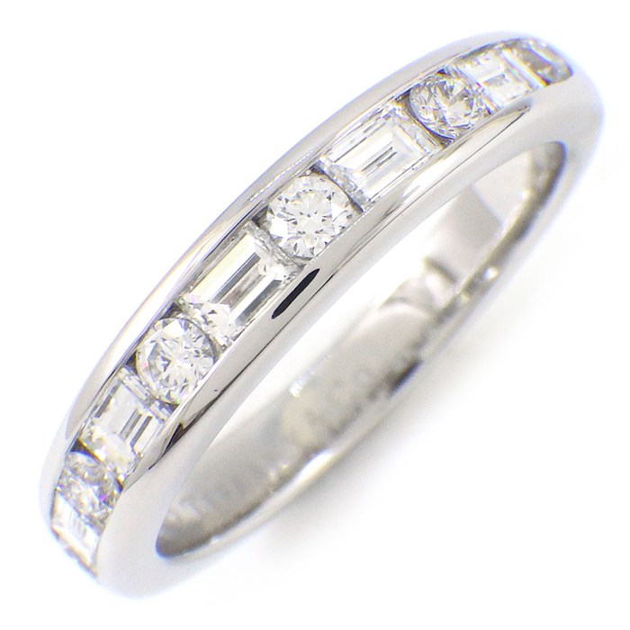 ティファニー Tiffany & Co. リング チャネルセッティング ハーフサークル 5ポイント バゲットカット 6ポイント ラウンドカット ダイヤモンド PT950 10号 【中古】