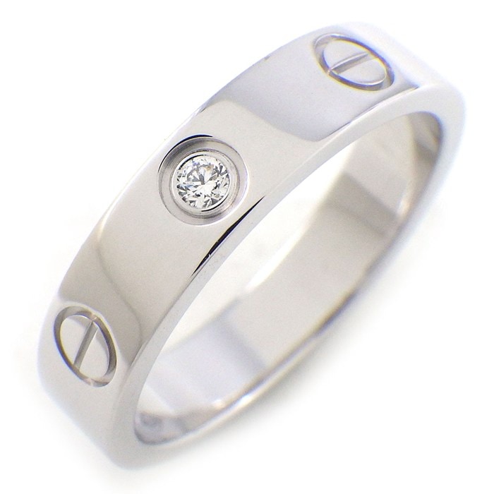 カルティエ Cartier リング ラブ スモールモデル SM B4050550 1ポイント ダイヤモンド 0.02ct K18WG 10号 / #50 【中古】