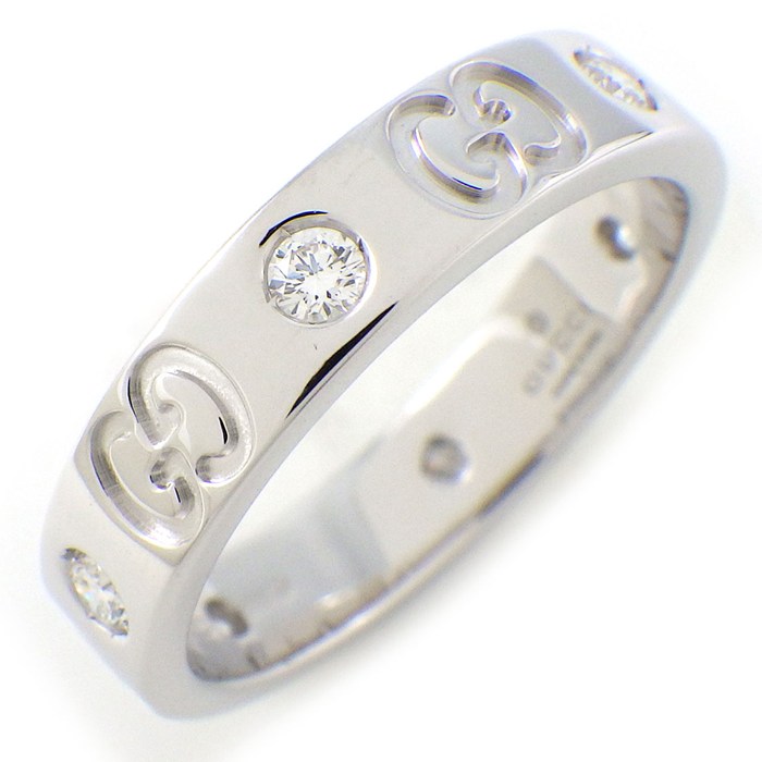 グッチ GUCCI リング アイコン 6ポイント ダイヤモンド K18WG 10号 / #10 【中古】