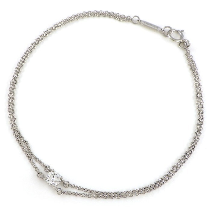 ティファニー Tiffany & Co. ブレスレット ソリティア 60144492 ソリテール ダブルチェーン 1ポイント ダイヤモンド 0.17ct PT950 【中古】