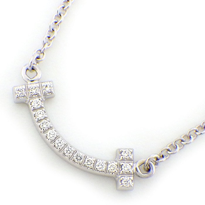 ティファニー Tiffany & Co. ネックレス Tスマイル マイクロ ミニ 62617799 ダイヤモンド 計0.03ct K18WG 【中古】