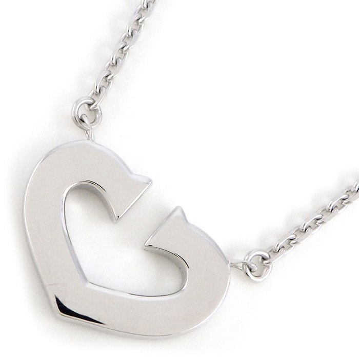 カルティエ Cartier ネックレス Cハート K18WG 【中古】