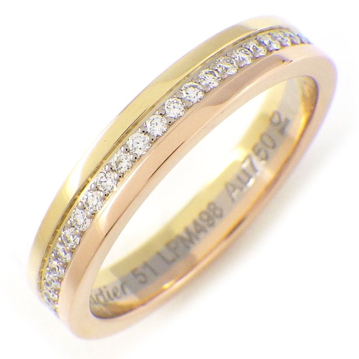カルティエ Cartier リング ヴァンドーム トリニティ ウェディング フルエタニティ スリーカラー B4052951 ダイヤモンド 計0.23ct K18PG K18WG K18YG 11号 / #51 【中古】