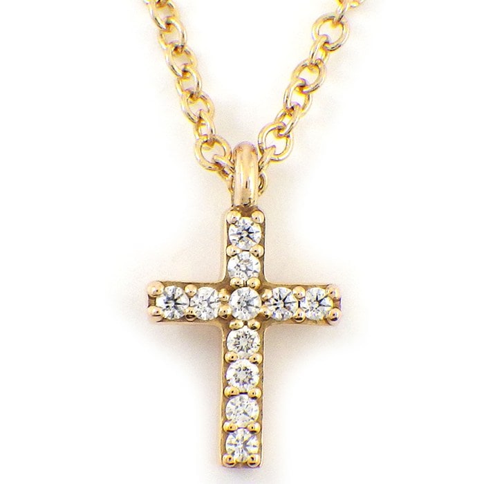 ティファニー Tiffany & Co. ネックレス メトロ クロス ダイヤモンド K18PG 【中古】