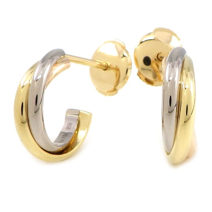 カルティエ Cartier ピアス トリニティ フープ スリーカラー K18PG K18WG K18YG 【中古】