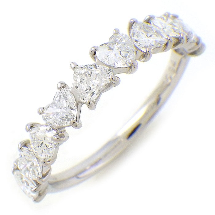 【ハートシェイプダイヤモンド】 リング ハーフサークル 10ポイント ハートシェイプ ダイヤモンド 計1.094ct PT900 12号 【中古】