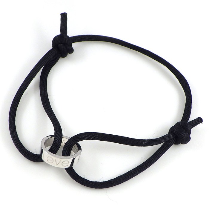 カルティエ Cartier ブレスレット ラブブレス チャリティ K18WG ブラック コットンコード 【中古】