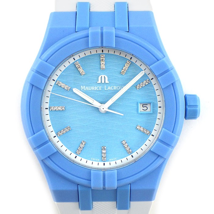 モーリスラクロア MAURICE LACROIX 腕時計 タイコンタイド AI2008-AAAA1-3A0-0 ダイヤインデックス ブルー文字盤 ラバー オーシャンバウンド・プラスチック クオーツアナログ 【箱・保付き】
