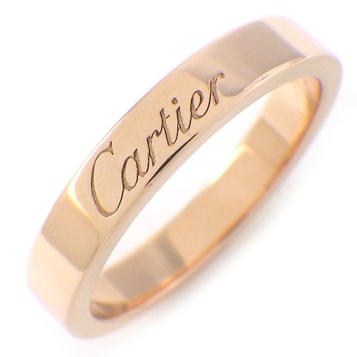 カルティエ Cartier リング C ドゥ カルティエ ウェディング バンド 3mm B4087248 エングレーブド ロゴ K18PG 8号 / #48 【中古】