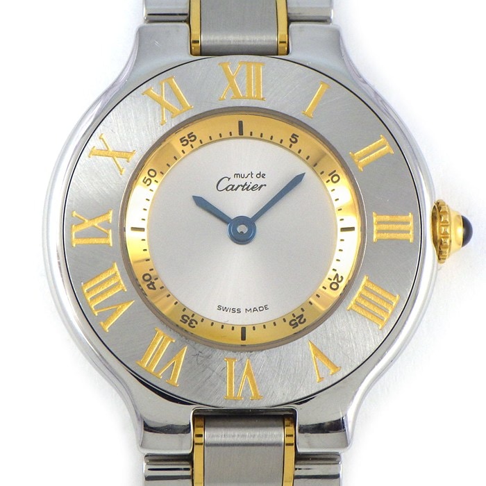 カルティエ Cartier 腕時計 マスト21 ヴァンティアン W10073R6 シルバーサンレイ文字盤 ローマンベゼル GP SS クオーツアナログ 【中古】 カルティエ Cartier 腕時計 マスト21 ヴァンティアン W10073R6