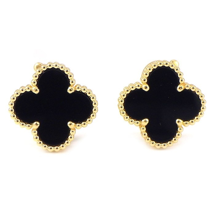 ヴァンクリーフ＆アーペル Van Cleef & Arpels ピアス ヴィンテージアルハンブラ VCARA44200 オニキス K18YG 【中古】