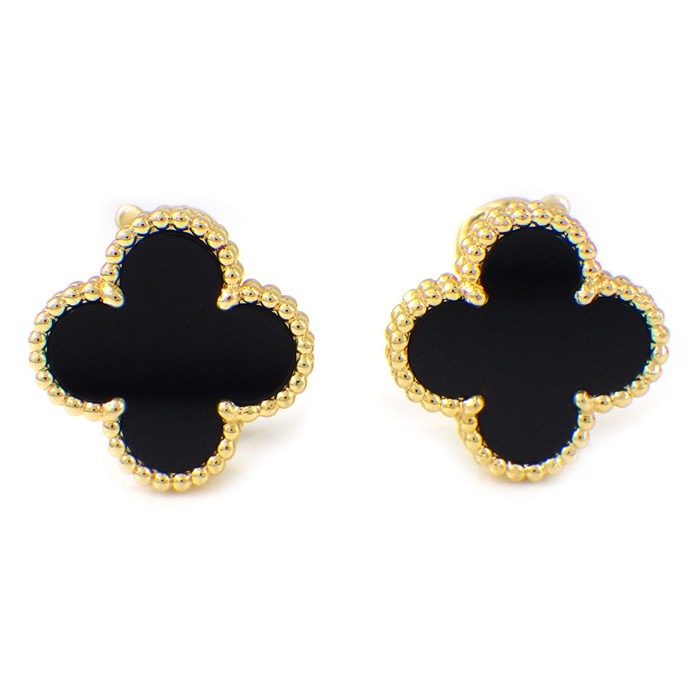 ヴァンクリーフ＆アーペル Van Cleef & Arpels ピアス ヴィンテージアルハンブラ VCARA44200 オニキス K18YG 【中古】