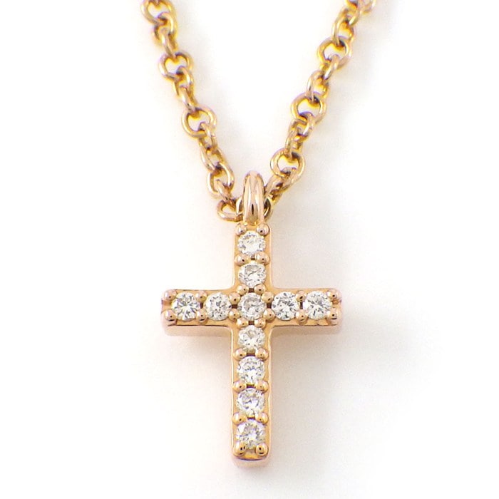 ティファニー Tiffany & Co. ネックレス メトロ クロス ダイヤモンド K18PG 【中古】
